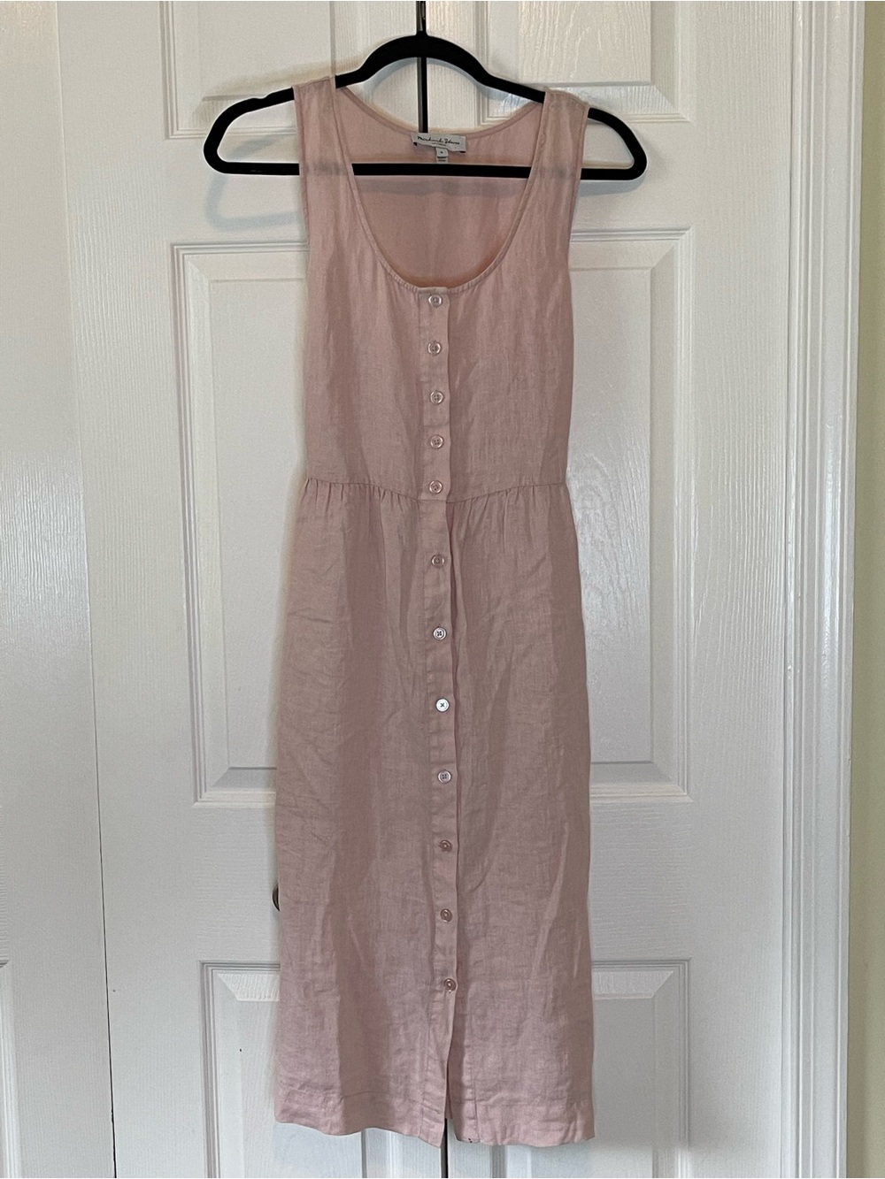 Michael Stars Lulu Button-Front Sleeveless Linen Dress 
Medium 
Pink